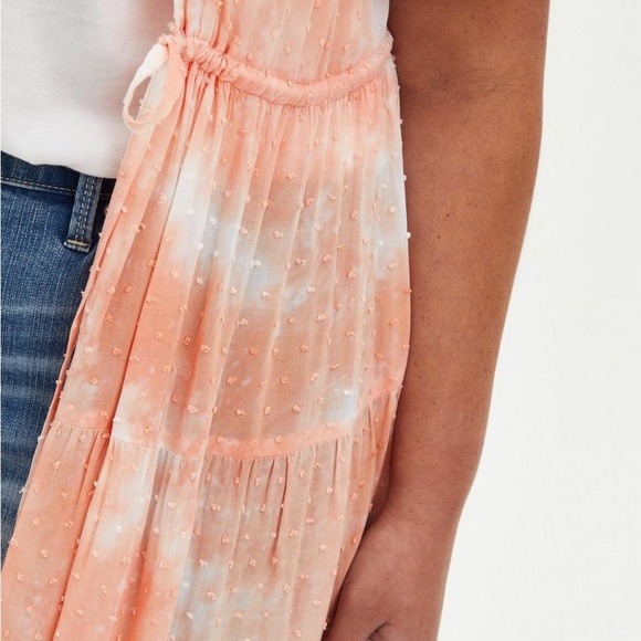 Torrid Peach Tie-Dye Clip-Dot Kimono Duster Open Front Short Sleeves Boho 2X - Picture 3 of 16